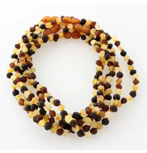 6 Raw Multi BAROQUE Baltic amber teething necklaces 32cm