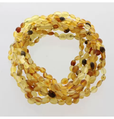 10 Raw MIX BEANS Baby Baltic amber teething necklaces 28cm