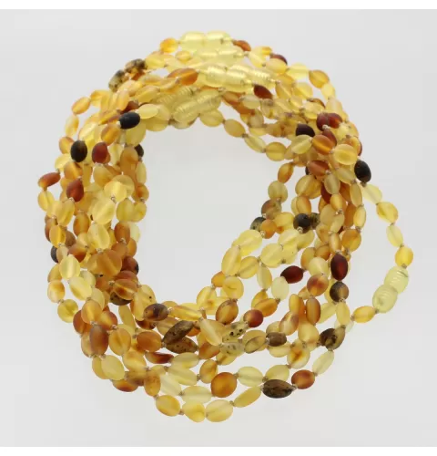 10 Raw MIX BEANS Baby Baltic amber teething necklaces 30cm