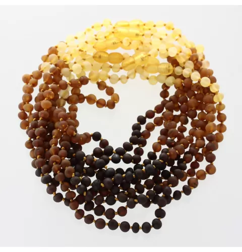 10 Raw Rainbow BAROQUE teething Baltic amber necklaces 32cm