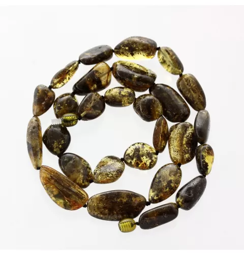 Large dark beads Baltic amber kntted necklace 58cm