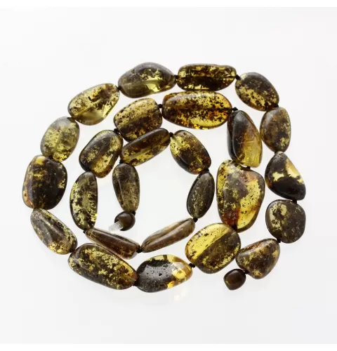 Large dark beads Baltic amber kntted necklace 58cm