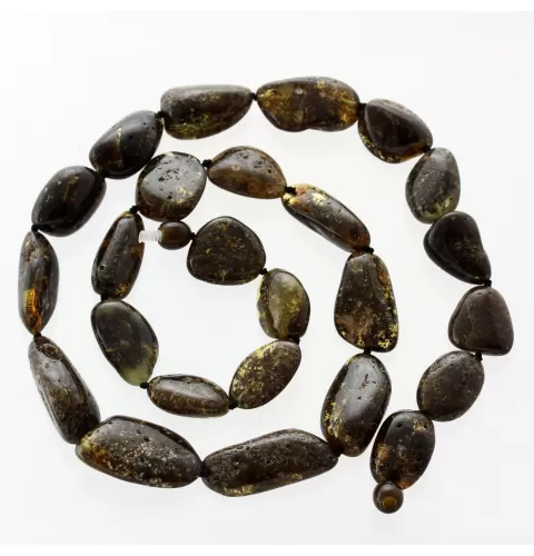 Large dark beads Baltic amber kntted necklace 58cm