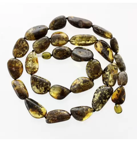 Large dark beads Baltic amber kntted necklace 58cm