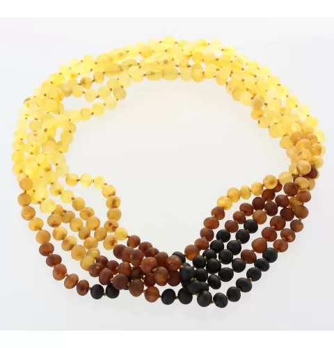 5 Raw Rainbow BAROQUE Baltic amber adult necklaces 45cm
