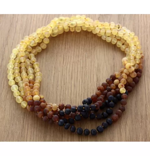 5 Raw Rainbow BAROQUE Baltic amber adult necklaces 45cm