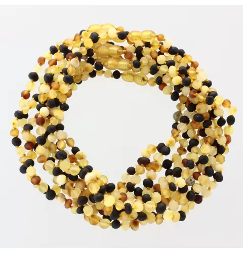 10 Raw Multi BAROQUE Baby teething Baltic amber necklaces 33cm