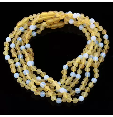 5 Raw Lemon Gems Baltic Amber teething necklaces 33cm