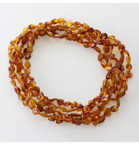 5 Cognac BEANS Baltic amber adult wholesale necklaces 45cm