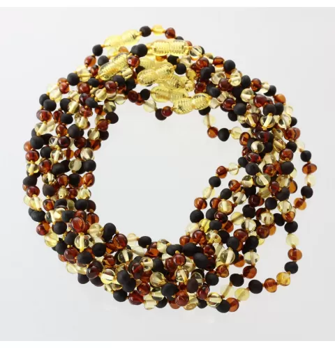 10 Multi BROQUE teething Baltic amber necklaces 33cm