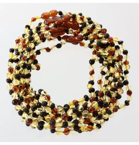 10 Multi BROQUE teething Baltic amber necklaces 33cm