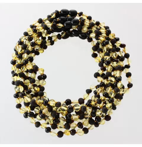 10 Multi BROQUE teething Baltic amber necklaces 33cm