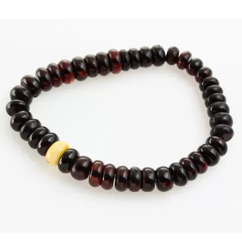 Cherry Buttons beads Baltic amber stretch bracelet 19cm