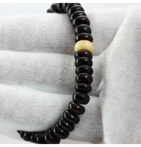 Cherry Buttons beads Baltic amber stretch bracelet 19cm