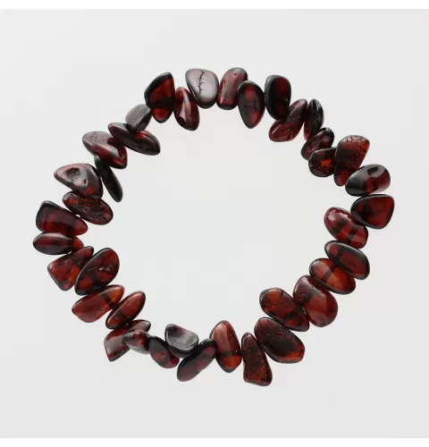 Cherry Leaves Baltic amber pieces stretch bracelet 18cm