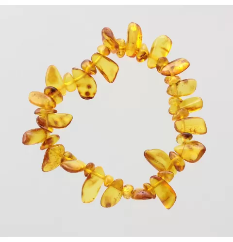 Honey Leaves Baltic amber pieces stretch bracelet 18cm