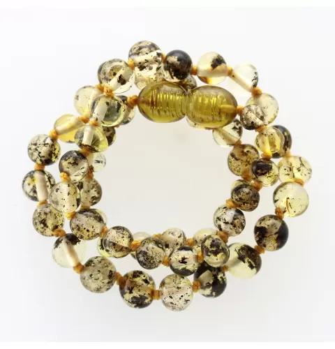 Green Baltic Amber Teething Necklace For Babies