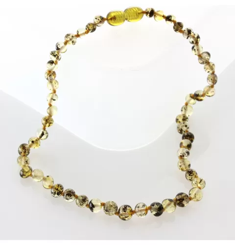 Green Baltic Amber Teething Necklace For Babies