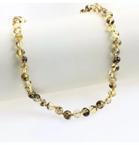 Green Baltic Amber Teething Necklace For Babies