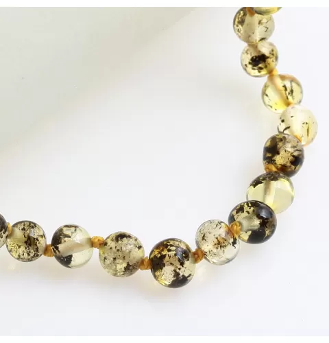 Green Baltic Amber Teething Necklace For Babies