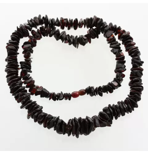 Large cherry chips Baltic amber necklace 79cm