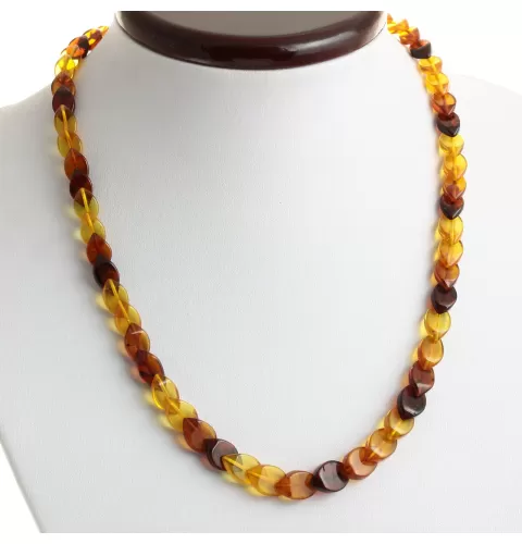 Overlapping Rainbow pieces Baltic amber necklace 46cm