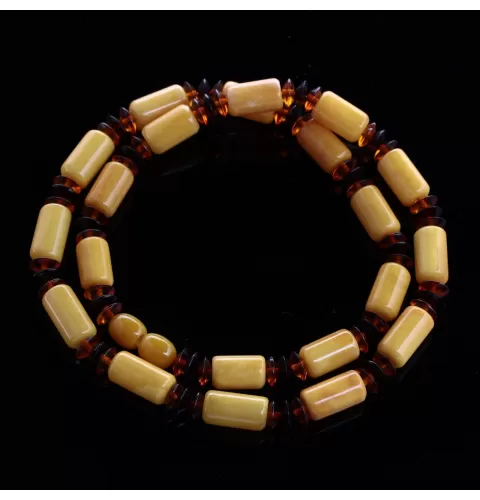 Egg yolk Cylinder beads Baltic amber UNISEX choker 46cm