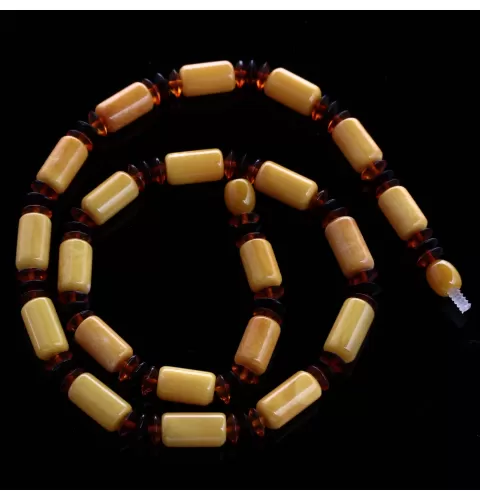 Egg yolk Cylinder beads Baltic amber UNISEX choker 46cm