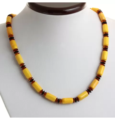 Egg yolk Cylinder beads Baltic amber UNISEX choker 46cm