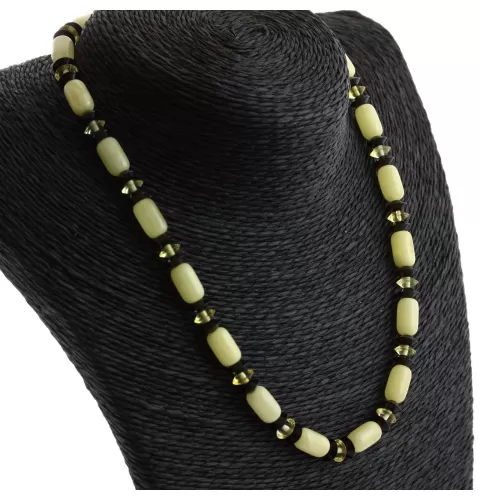 Butter cylinder beads Baltic amber necklace 41cm