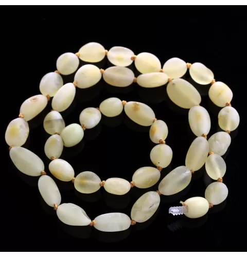 Raw Milk BEANS Baltic amber knotted necklace 46cm