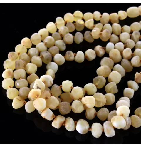Raw Milk BAROQUE beads Baltic amber necklace 45cm