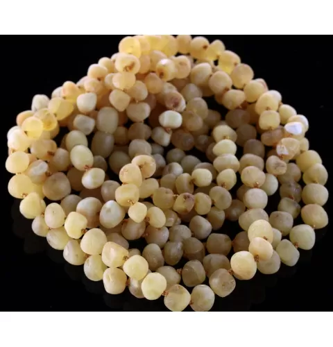 Raw Milk BAROQUE beads Baltic amber necklace 45cm