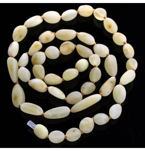 Raw Milk BEANS Baltic amber knotted necklace 55cm