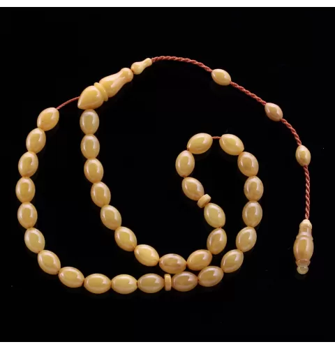 Islamic 33 Egg Yolk Prayer OLIVE Baltic amber beads