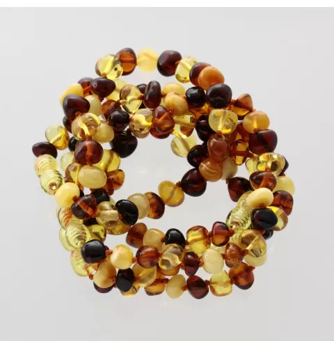 5 Multi BAROQUE Baltic amber adult bracelets 19cm
