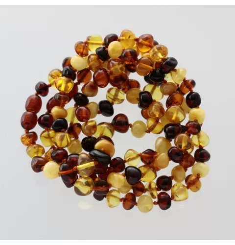 5 Multi BAROQUE Baltic amber adult bracelets 19cm