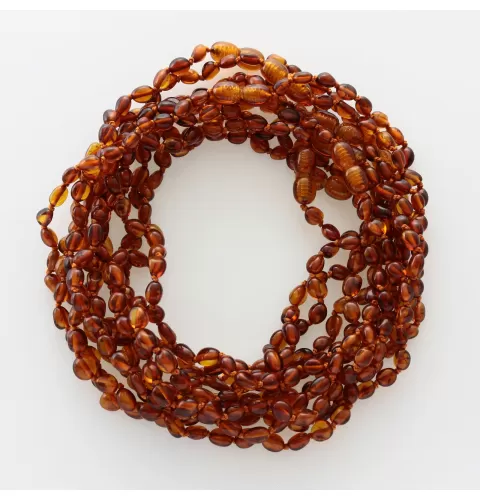 10 Cognac BEANS Baby teething Baltic amber necklaces 32cm