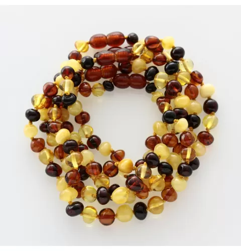 5 Multi BAROQUE Baltic amber adult bracelets 21cm