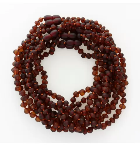 10 Raw Cognac BAROQUE teething Baltic amber necklaces 32cm