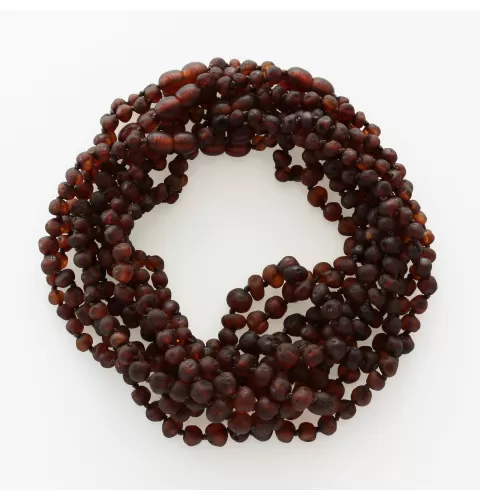 10 Big Raw Cognac BAROQUE teething Baltic amber necklaces 32cm