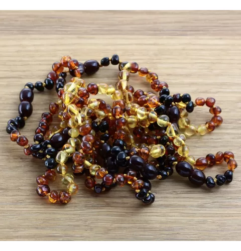 10 Rainbow Big BAROQUE Baltic amber teething bracelets 14cm