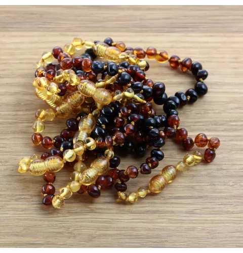 10 Rainbow Big BAROQUE Baltic amber teething bracelets 14cm