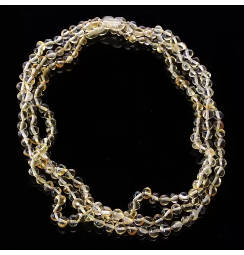 3 Lemon BAROQUE Baltic amber adult necklaces 45cm