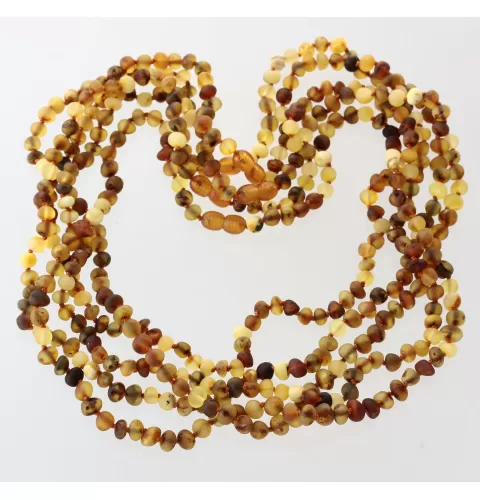 5 Raw Mix BAROQUE Baltic amber adult necklaces 55cm