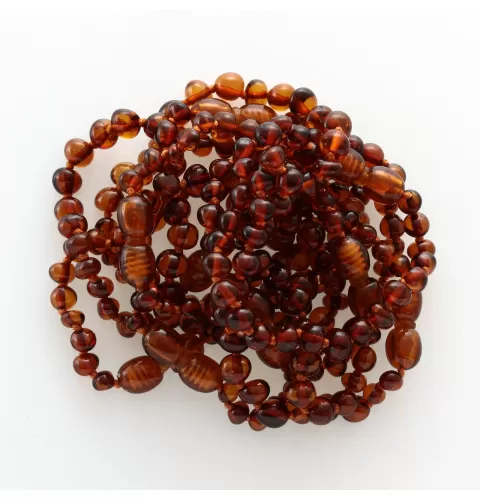 10 POP Cognac BAROQUE Baltic amber teething bracelets 14cm