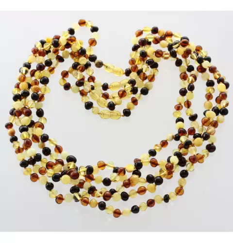 5 Multi BAROQUE Baltic amber adult necklaces 55cm