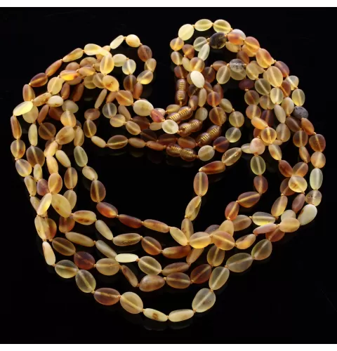 5 Raw Mix BEANS Baltic amber adult necklaces 55cm