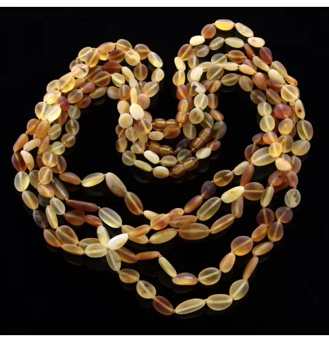 5 Raw Mix BEANS Baltic amber adult necklaces 55cm