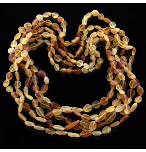 5 Raw Mix BEANS Baltic amber adult necklaces 55cm